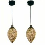 Elegant Moroccan suspension lamp presented in two versions on a white background