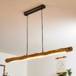 Wooden hanging chandelier in the shape of a stick