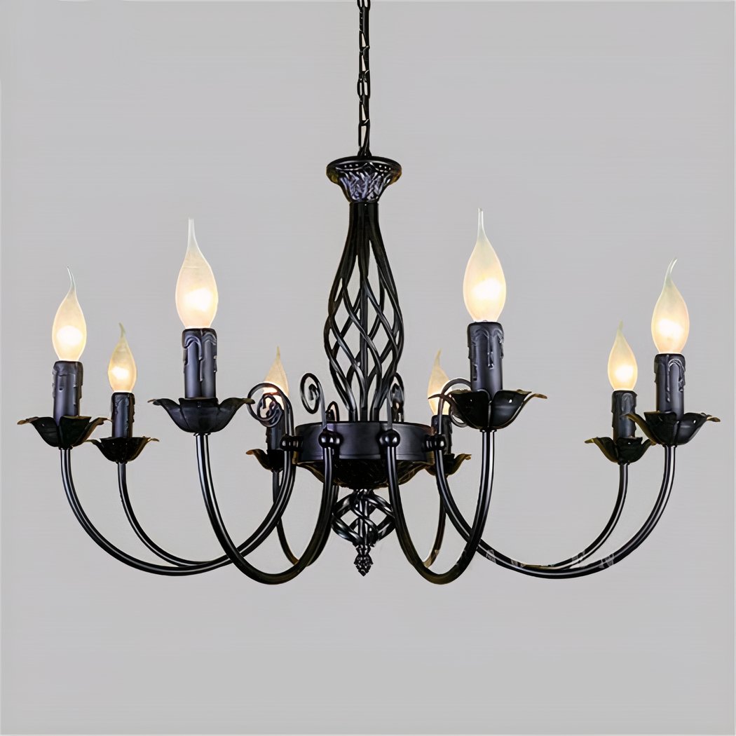 Industrial chandelier in wrought iron