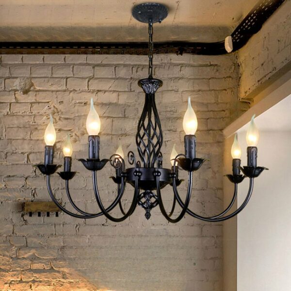 Industrial chandelier in wrought iron