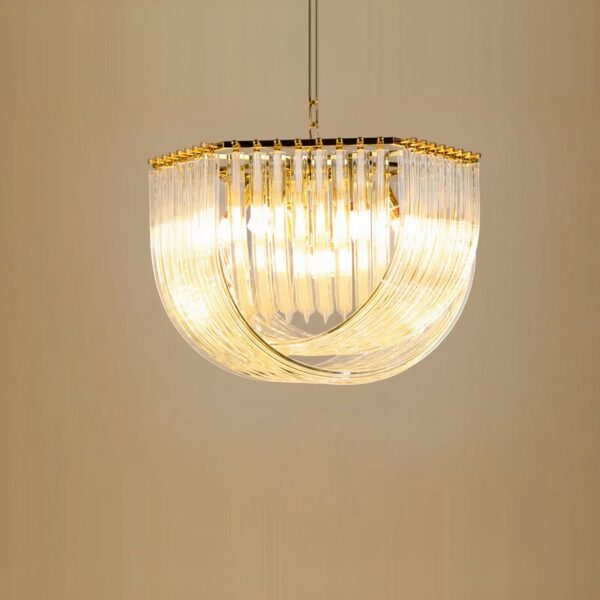 Round gilded glass chandelier