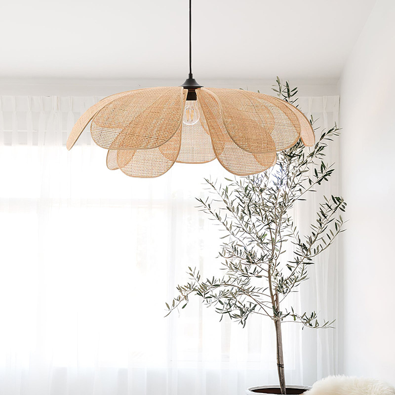 Japanese-style petal pendant presented lit and hanging