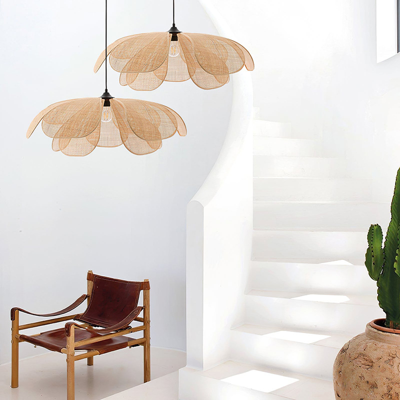Japanese-style petal pendant presented lit and hanging