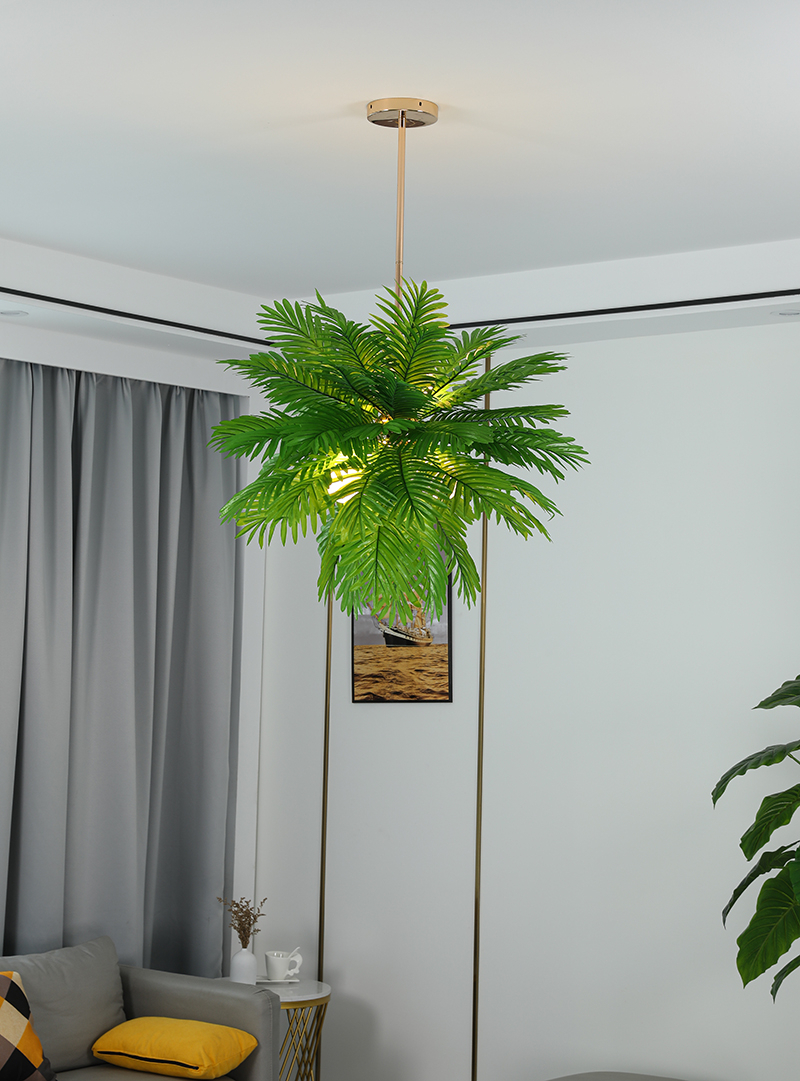 Jungle hanging lamp in the shape of palm leaves