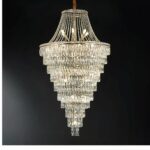 Large-format tiered designer crystal chandelier