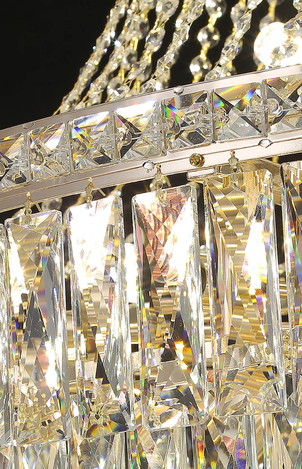Large-format tiered designer crystal chandelier