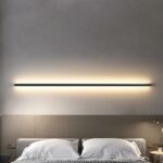 Black LED headboard wall light, large rectangular bar above a bed