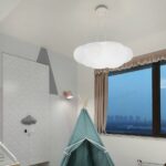 LED cloud hanging lamp with remote control for a child's bedroom