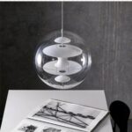 Creative Danish white LED globe pendant presented above a table