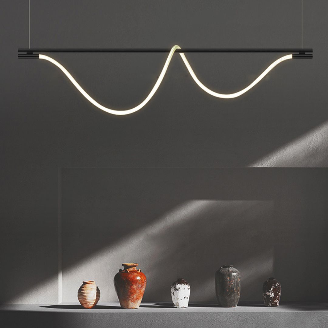 LED loft suspension in black steel