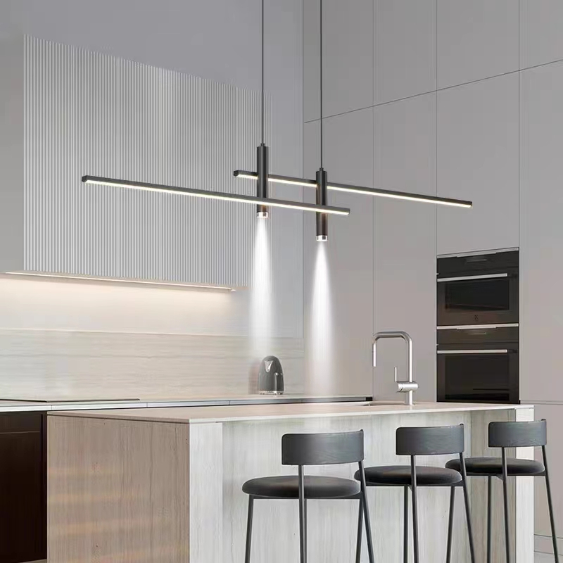 Modern minimalist LED multi-hanging lamp over a dining table