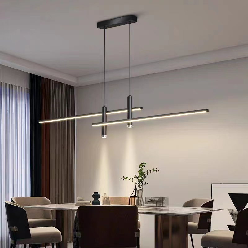 Modern minimalist LED multi-hanging lamp over a dining table