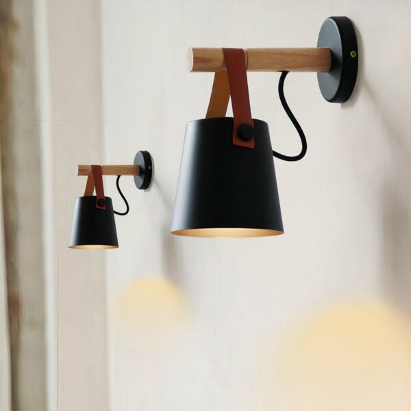 LED wall light in modern Nordic wood design