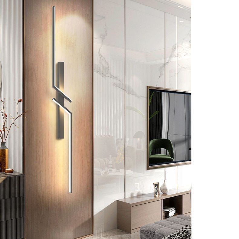 Linear geometric minimalist design wall light mirror