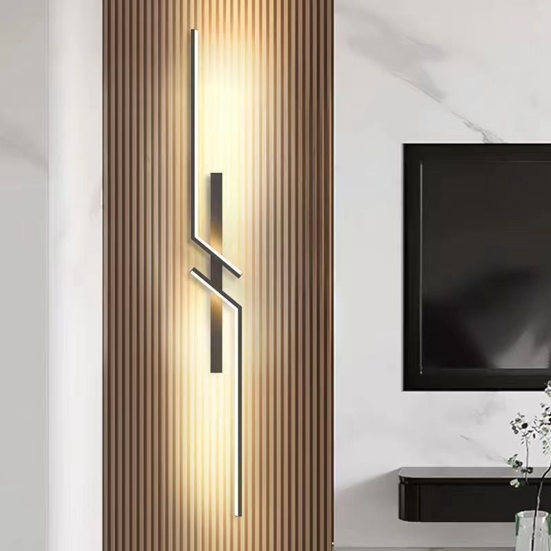 Linear geometric minimalist design wall light mirror
