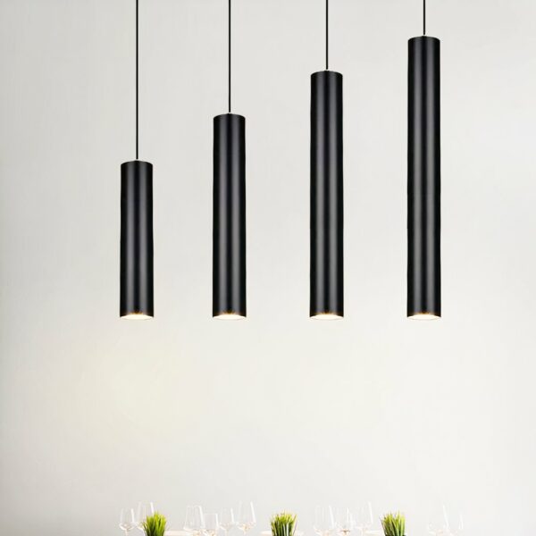Long black tube suspension in various sizes
