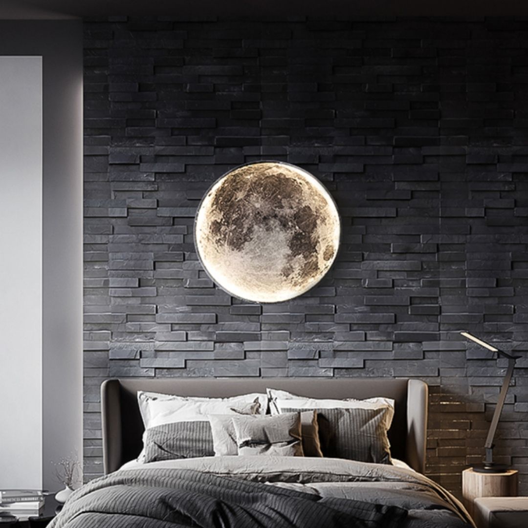 Lunar modern round indoor LED wall light