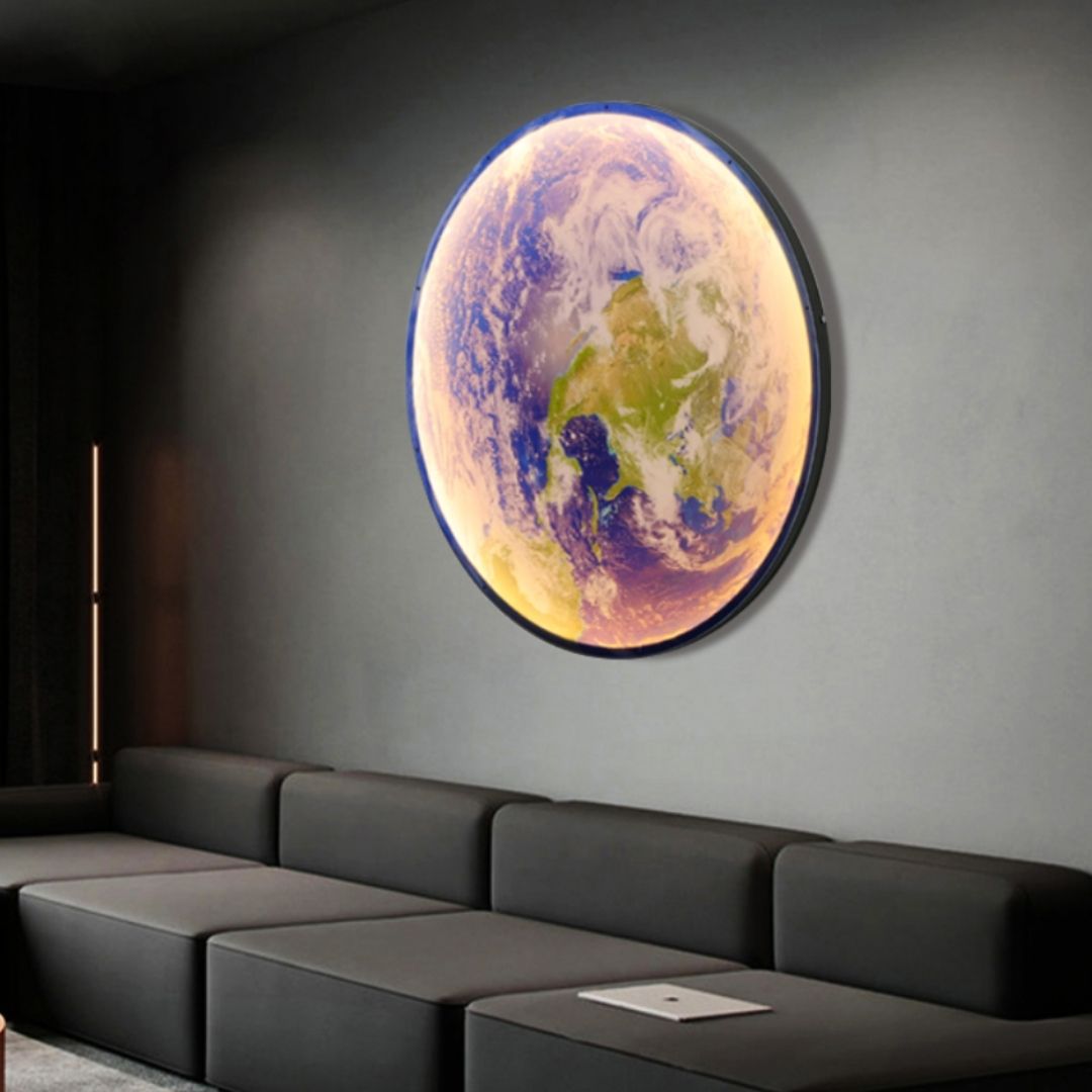Lunar modern round indoor LED wall light