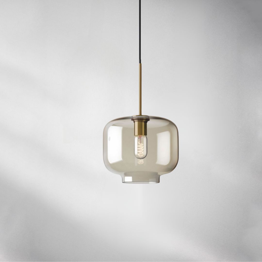 Luxurious Nordic industrial-style smoked-glass suspension lamp