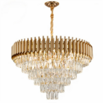 Luxury metal and crystal chandelier with white background
