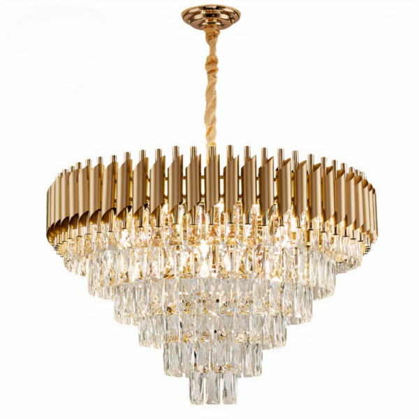 Luxury metal and crystal chandelier with white background