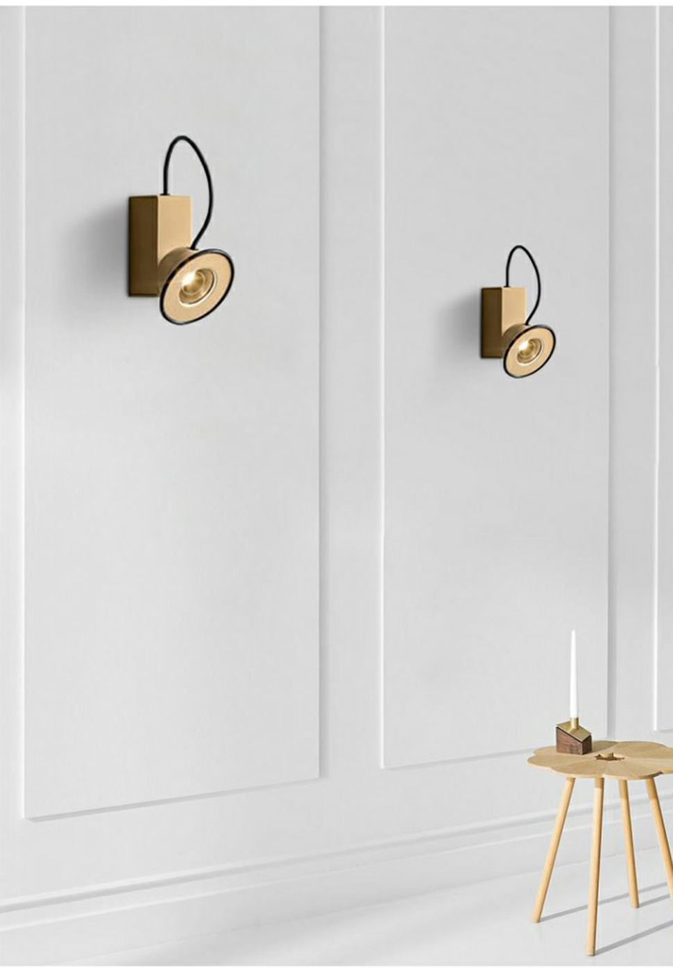 Modern design magnetic LED reading light wall light installed twice on a white wall