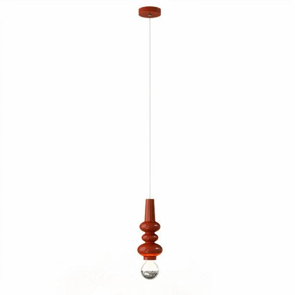 Modern American style terracotta hanging lamp in iron on a white background
