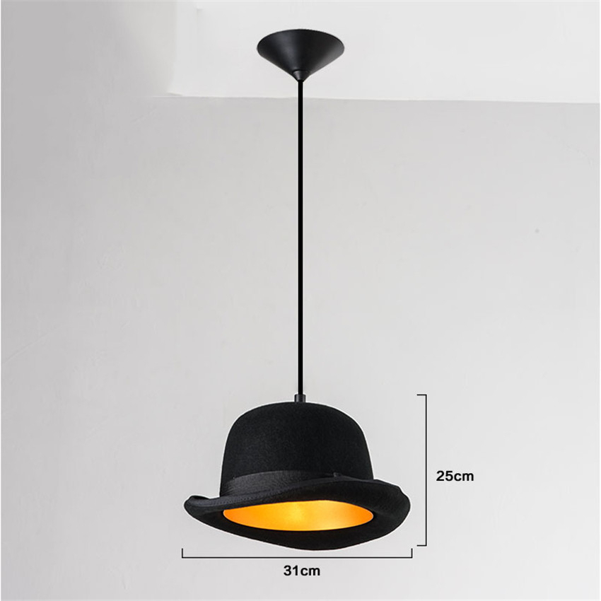 Modern black LED melon hat pendant