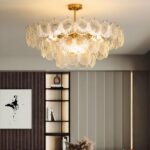 Shell chandelier modern design of transparent shell in a modern living room