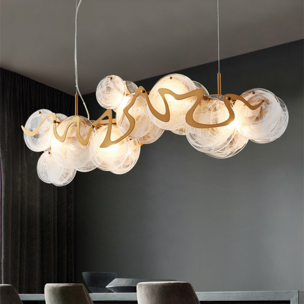 Modern glass pendant chandelier with gray background