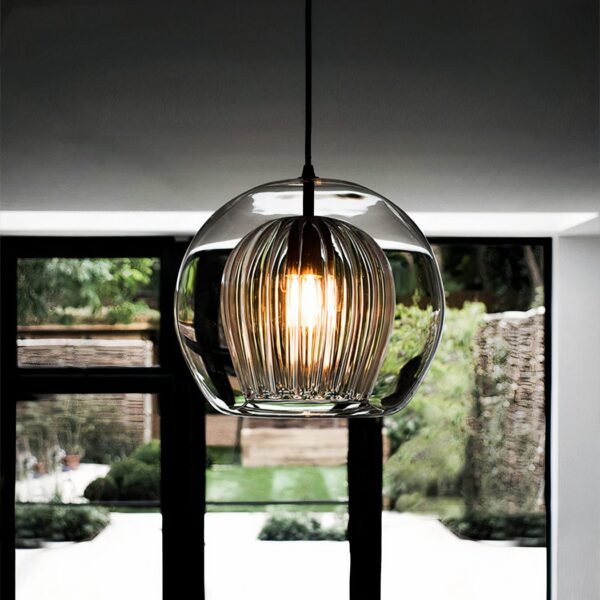 Transparent round suspension in a room