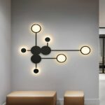 Modern Nordic 6-lamp minimalist LED wall light on a grey wall in the living room