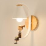 Modern Nordic-style children's wall lamp on beige background