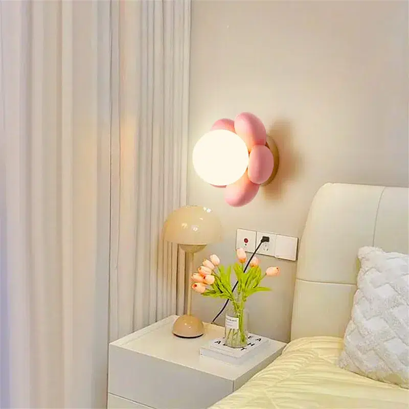 Modern pink flower wall light