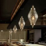 Oriental Moroccan-style openwork metal hanging lamp in a kitchen