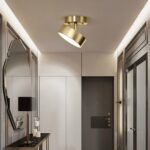 Nordic-style gilded adult bedroom chandelier in copper on a grey background