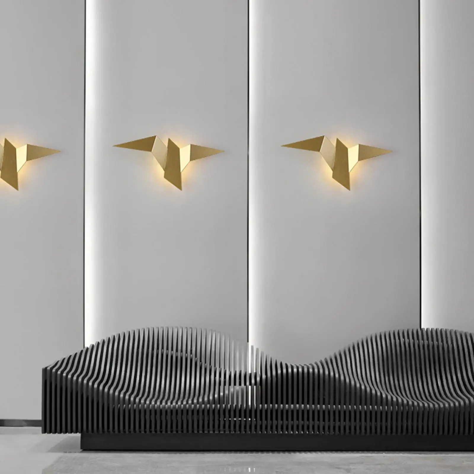 Origami-effect flying bird LED wall light