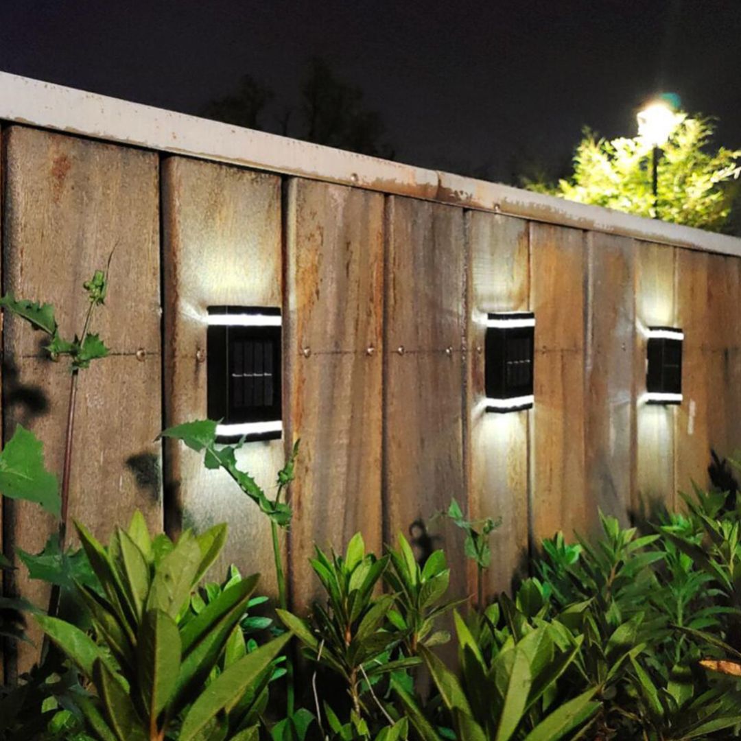 Rectangular LED solar outdoor wall lamp