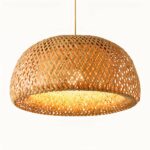 Retro Chinese-style bamboo hanging lamp on a white background