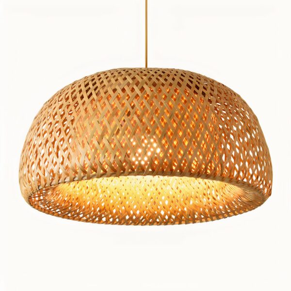 Retro Chinese-style bamboo hanging lamp on a white background