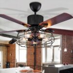 Retro loft-style metal fan chandelier in a loft-style kitchen