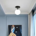 Round glass and iron LED bathroom lamp