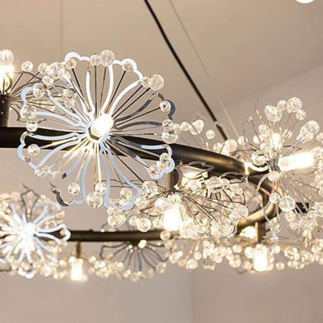 Round LED dandelion chandelier, modern and creative design