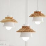 Scandinavian suspension wood sleek design white presented suspended