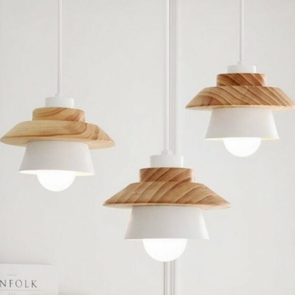 Scandinavian suspension wood sleek design white presented suspended