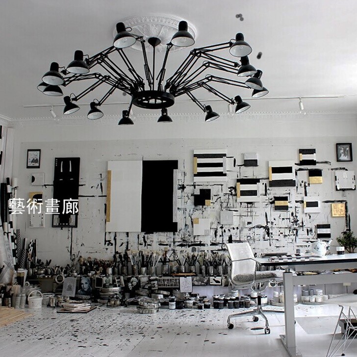 Vintage industrial metal spider chandelier
