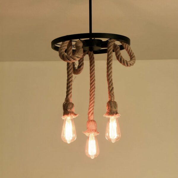 Vintage LED rope pendant on beige background