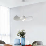 White resin hanging hat chandelier on white background
