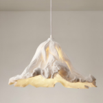 White and retro resin LED pendant chandelier with grey background