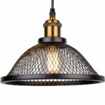 Hanging black iron LED chandelier in vintage style on a white background